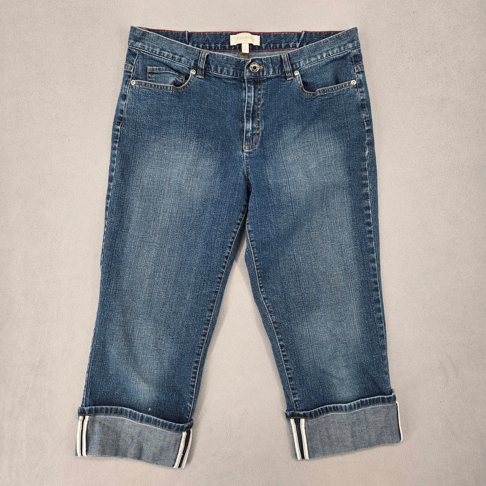 Talbots 12 Cuffed Capri Jeans Womens Blue Medium Wash Coastal Preppy